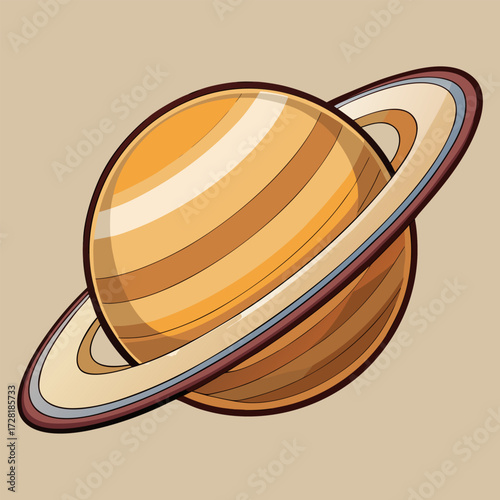 Realistic Saturn with Rings and Moons – Space Planet Illustration