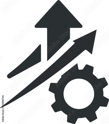 Gear and Arrows Representing Growth and Progress in Business and Industry.