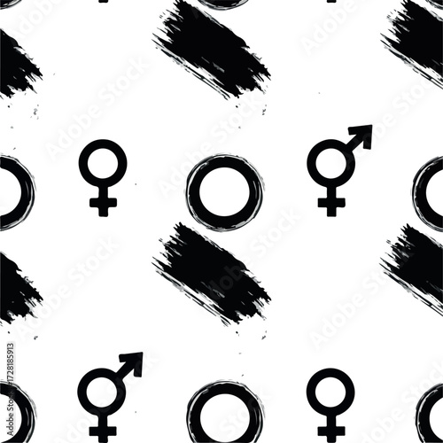 Gender symbols pattern design on white background abstract concept.