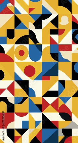 Geometric abstract art with vibrant colors and shapes modern design 1.