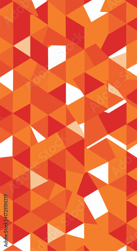 Geometric Abstract Composition with Orange and Red Triangles.