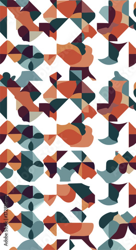Geometric abstract pattern with colorful shapes and artistic design.