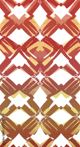 Geometric abstract pattern with repeating shapes and vibrant colors.