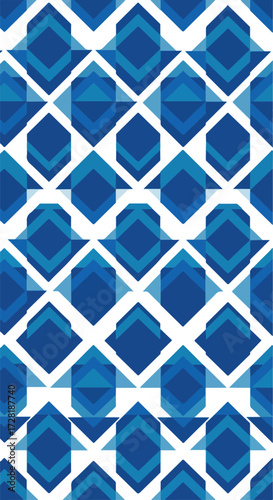 Geometric Blue Diamond Pattern Design Repeating Seamless Texture Background.