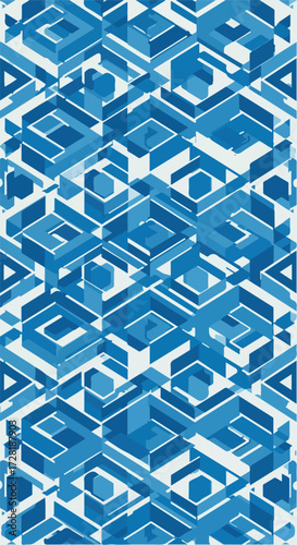 Geometric Blue Pattern Design with Repeating Shapes and Forms.