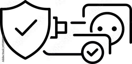 Safe power connection icon secure electrical outlet protection concept.