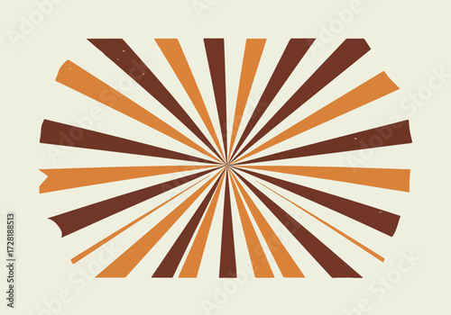 Geometric burst pattern radiating from the center with brown and orange colors.