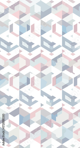 Geometric Cubes Abstract Composition with Pastel Colors and Modern Design.