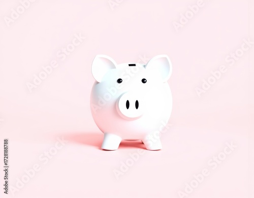 white piggy Bank on a pink background with copyspace for design ui interface user