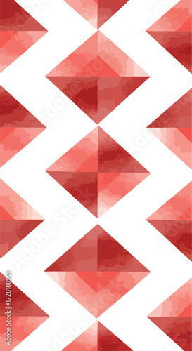 Geometric diamond pattern in shades of red a repeating artistic design.