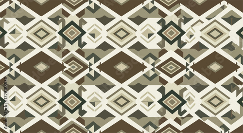 Geometric diamond pattern with intricate design and earthy tones.