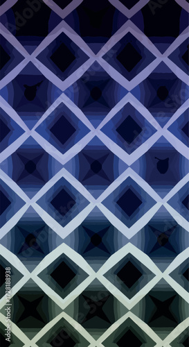 Geometric diamond pattern with gradient color and artistic design.