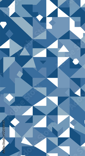 Geometric mosaic of blue triangles creating a modern abstract design.