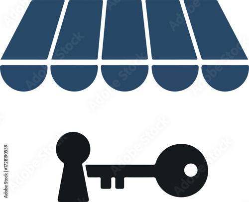 Shopfront Keyhole Concept Illustrating Access and Security for Business.