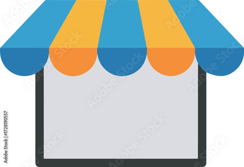 Shopfront Icon Depicting Retail Store with Awning and Blank Space.