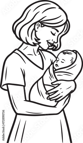 A vector cartoon drawing of a woman and child, possibly a grandmother and grandson or granddaughter, reading a book