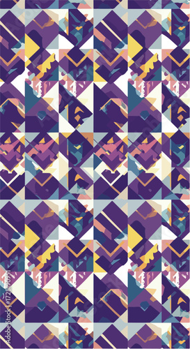 Geometric pattern with abstract shapes and vibrant colors for design.
