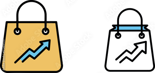 Shopping bag with an upward trending arrow business growth concept.
