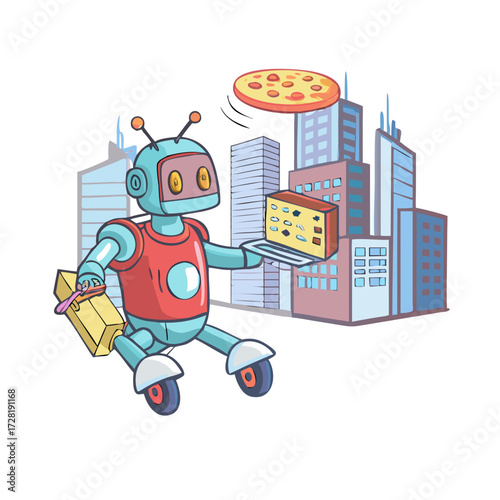 robot with a big bag
