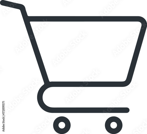 Shopping cart icon representing online purchases and retail transactions for consumers.