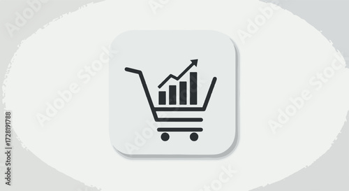 Shopping cart icon with growth graph representing business success and sales.