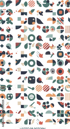 Geometric shapes and patterns in a colorful and abstract design.