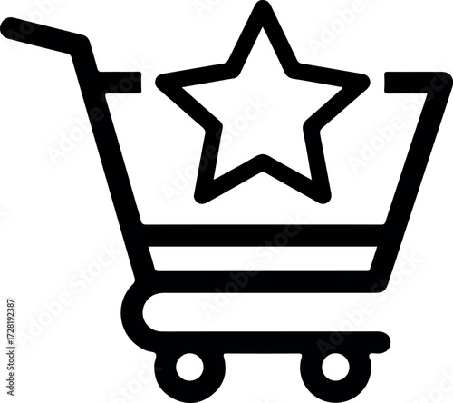 Shopping cart with a star icon representing favorite items and purchases.