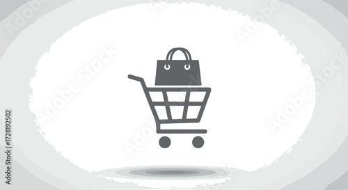 Shopping cart with a shopping bag inside representing online retail 1.