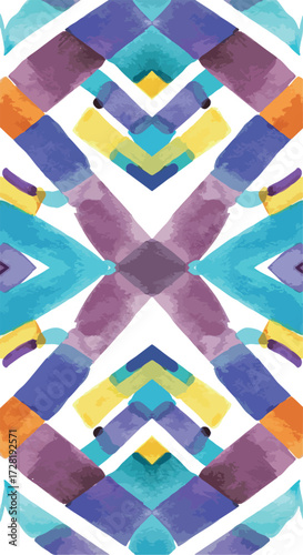 Geometric watercolor pattern with vibrant colors and symmetrical design 2.