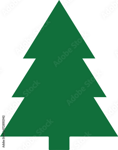 Green Christmas tree illustration with a simple and clean design for the holidays.