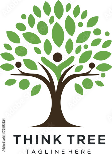 Human Tree Logo Represents Growth and Development in Nature.