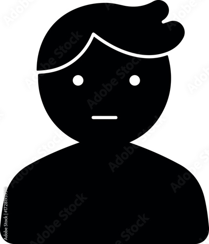Simple black and white illustration of a person with a neutral expression.