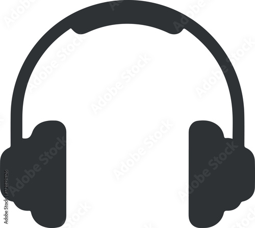 Simple black headphones illustration for music and audio listening.