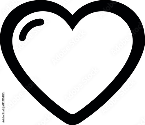 Simple black heart icon representing love and affection on white background.
