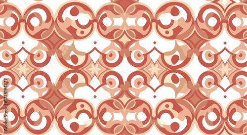 Ornamental pattern with circular shapes and intricate details in warm colors.