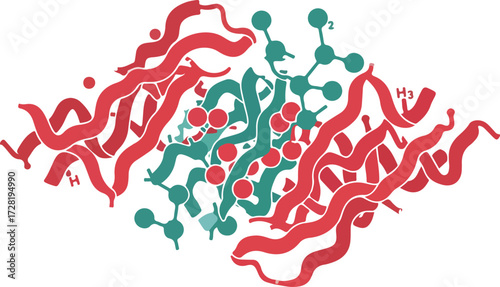Protein structure analysis revealing complex molecular interactions and formations.