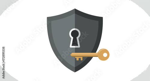 Security shield with key representing protection and access control 1.