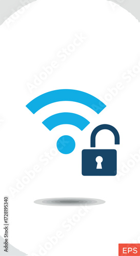 Secured WiFi connection icon showing locked network access for security.