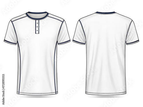 Wallpaper Mural Front and back view of a white short sleeve henley shirt Torontodigital.ca