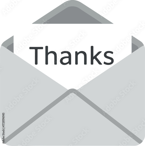 Thank you message inside an open envelope expressing gratitude and appreciation.