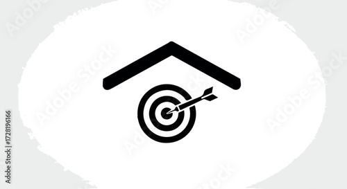 Targeted goal achievement under a roof representing home or security.