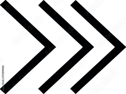Three right arrows pointing forward indicating direction and progress.