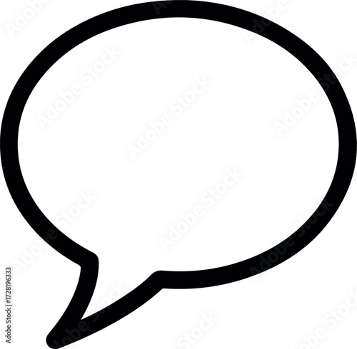 Speech bubble outline for communication and conversation.