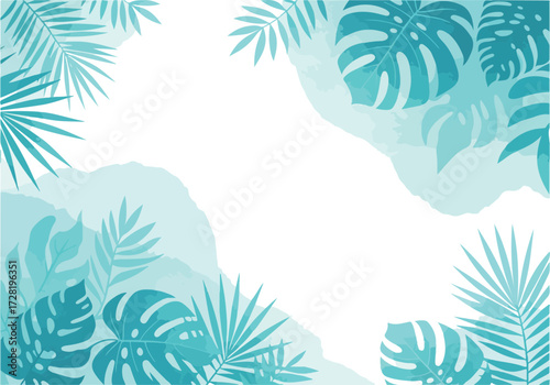 Tropical leaves and foliage create a vibrant summer background design.