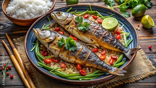 Wallpaper Mural Vietnam Grilled Fish with Herbs, Lemongrass, and Banana Leaf, traditional Vietnamese Grilled Fish Dishes Torontodigital.ca