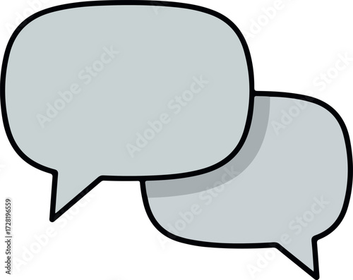 Two overlapping speech bubbles representing communication and conversation in a dialogue.