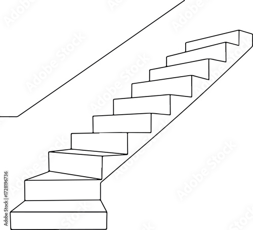 Staircase design with steps and a handrail for architectural structure.