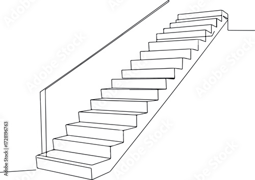 Staircase design with steps and handrail architectural perspective ascending structure.