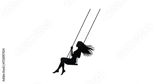 A solitary woman enjoying a peaceful moment on a swing set silhouette