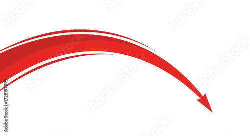 Dynamic Red Arrow Icon Streamlined Design Element for Direction and Progress on White